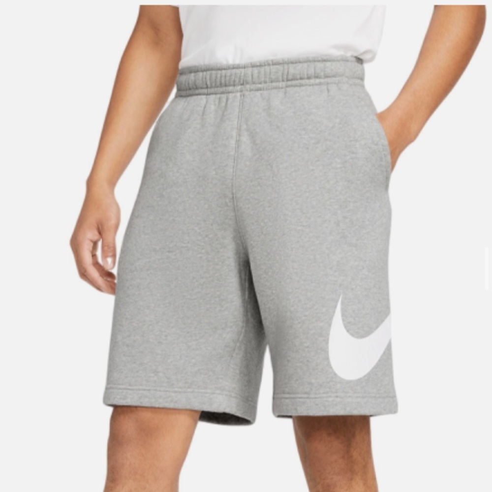 Mens grey Nike shorts with white logo